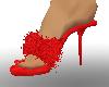 red fuzzy heel