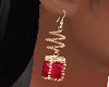 Gold Red Earring