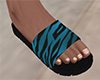 Teal Tiger Stripe Sandals (M)