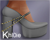 K grey n gold heels