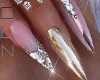 Pink- Gold Diamond Nails