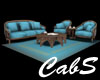 CS Teal Barrel couch Set