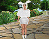 white bunny hat -orange