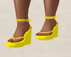 Yellow wedge sandals