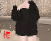 梅 black fur coat dress