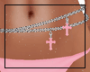 Cross belly chain-pink