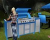 Light blue gas grill