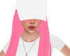 White cap w/pink hair