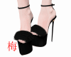 梅 fur black heels